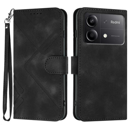 Line Pattern Skin Feel Leather Phone Case, For Redmi Note 14 4G 163.25mm, For Redmi Note 14 5G, For Redmi Note 14 Pro+ 5G, For Redmi Note 14 Pro 5G, For Redmi 13 4G, For Redmi Turbo 3 / Poco F6, For Redmi Note 13R Pro / Poco X6 Neo                     ...
