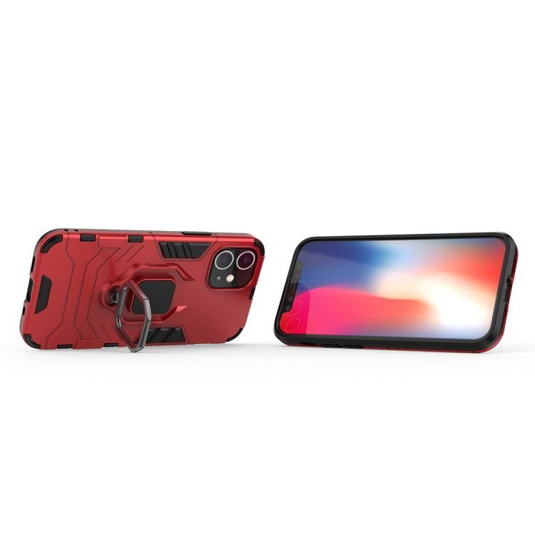 Shockproof phone case with magnetic ring holder, red exterior and back cover