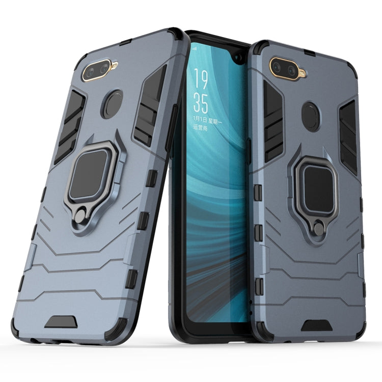 Rugged phone case with magnetic ring holder, light gray and black armor design
