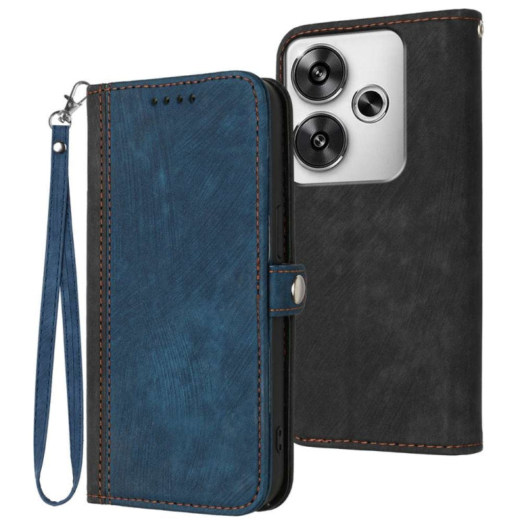 Teal leather double-fold phone case with wrist strap and stitched edges; black back cover visible