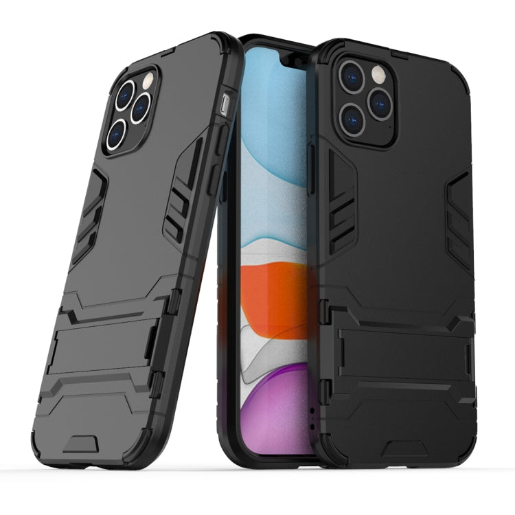Shockproof protective phone case in black with raised edges and camera cutouts