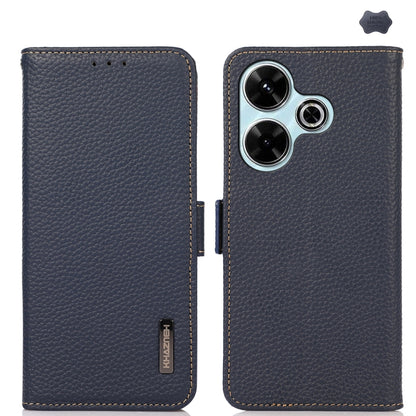 KHAZNEH Side-Magnetic Litchi Genuine Leather RFID Phone Case, For Redmi Note 17 4G Global 169.7mm, For Redmi Note 17 Pro+ 5G Global 163.4mm, For Redmi Note 17 Pro 5G Global 163.5mm, For Redmi K100 Pro Max/Poco F9 Ultra 5G                               ...