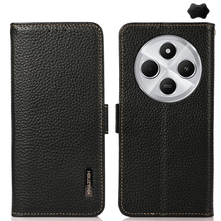 KHAZNEH Side-Magnetic Litchi Genuine Leather RFID Phone Case, For Redmi Note 17 4G Global 169.7mm, For Redmi Note 17 Pro+ 5G Global 163.4mm, For Redmi Note 17 Pro 5G Global 163.5mm, For Redmi K100 Pro Max/Poco F9 Ultra 5G                               ...