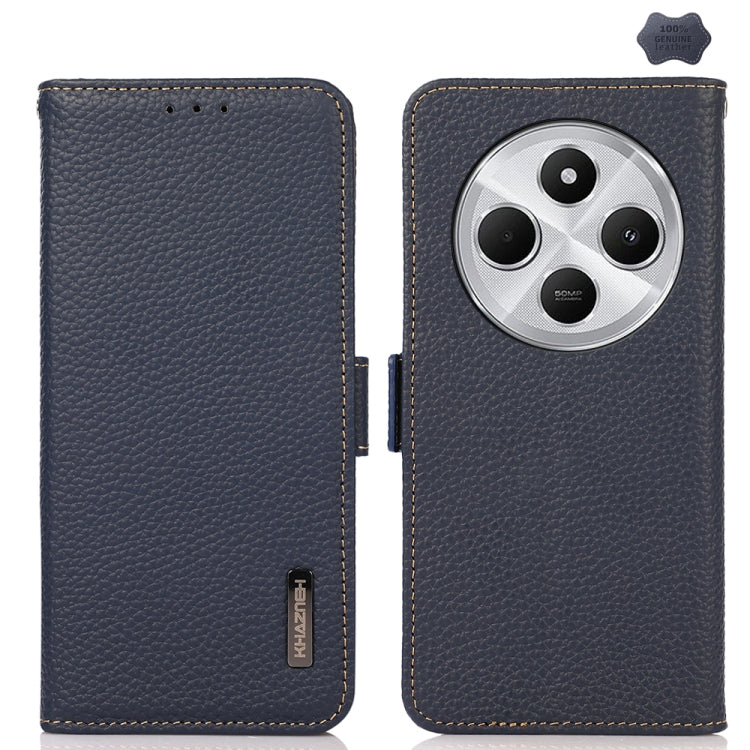 KHAZNEH Side-Magnetic Litchi Genuine Leather RFID Phone Case, For Redmi Note 17 4G Global 169.7mm, For Redmi Note 17 Pro+ 5G Global 163.4mm, For Redmi Note 17 Pro 5G Global 163.5mm, For Redmi K100 Pro Max/Poco F9 Ultra 5G                               ...