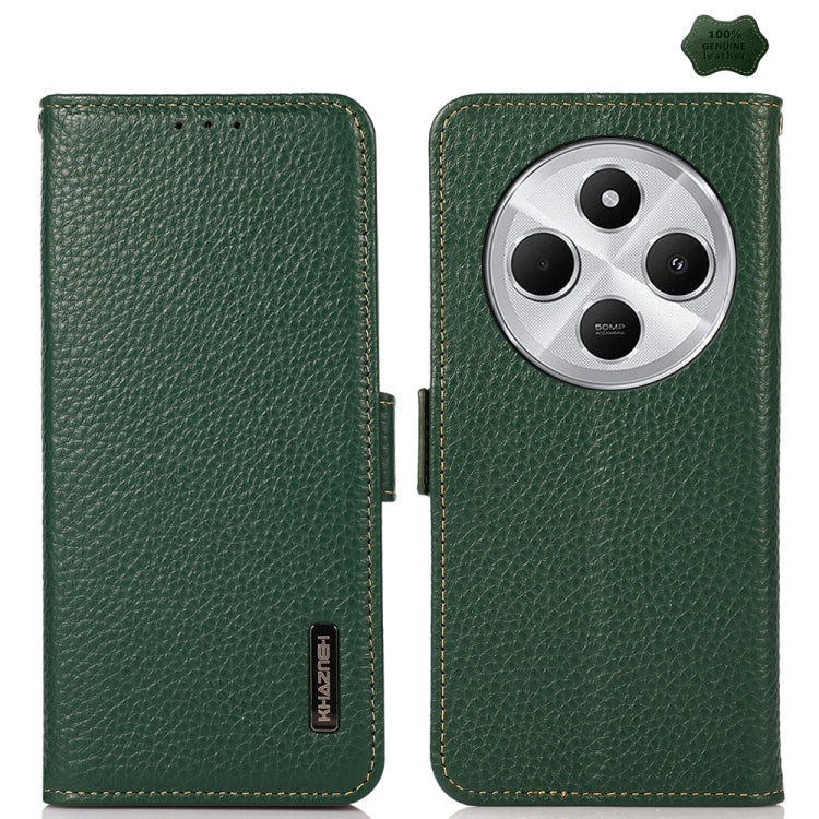 KHAZNEH Side-Magnetic Litchi Genuine Leather RFID Phone Case, For Redmi Note 17 4G Global 169.7mm, For Redmi Note 17 Pro+ 5G Global 163.4mm, For Redmi Note 17 Pro 5G Global 163.5mm, For Redmi K100 Pro Max/Poco F9 Ultra 5G                               ...