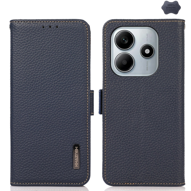 KHAZNEH Side-Magnetic Litchi Genuine Leather RFID Phone Case, For Redmi Note 17 4G Global 169.7mm, For Redmi Note 17 Pro+ 5G Global 163.4mm, For Redmi Note 17 Pro 5G Global 163.5mm, For Redmi K100 Pro Max/Poco F9 Ultra 5G                               ...