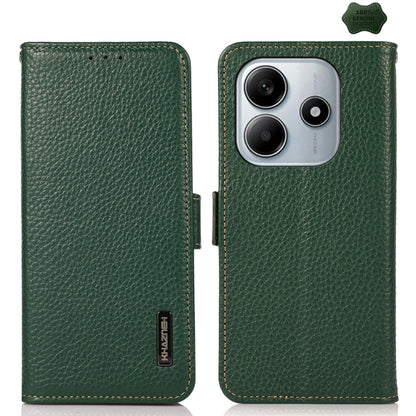 KHAZNEH Side-Magnetic Litchi Genuine Leather RFID Phone Case, For Redmi Note 17 4G Global 169.7mm, For Redmi Note 17 Pro+ 5G Global 163.4mm, For Redmi Note 17 Pro 5G Global 163.5mm, For Redmi K100 Pro Max/Poco F9 Ultra 5G                               ...