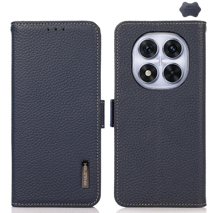 KHAZNEH Side-Magnetic Litchi Genuine Leather RFID Phone Case, For Redmi Note 17 4G Global 169.7mm, For Redmi Note 17 Pro+ 5G Global 163.4mm, For Redmi Note 17 Pro 5G Global 163.5mm, For Redmi K100 Pro Max/Poco F9 Ultra 5G                               ...