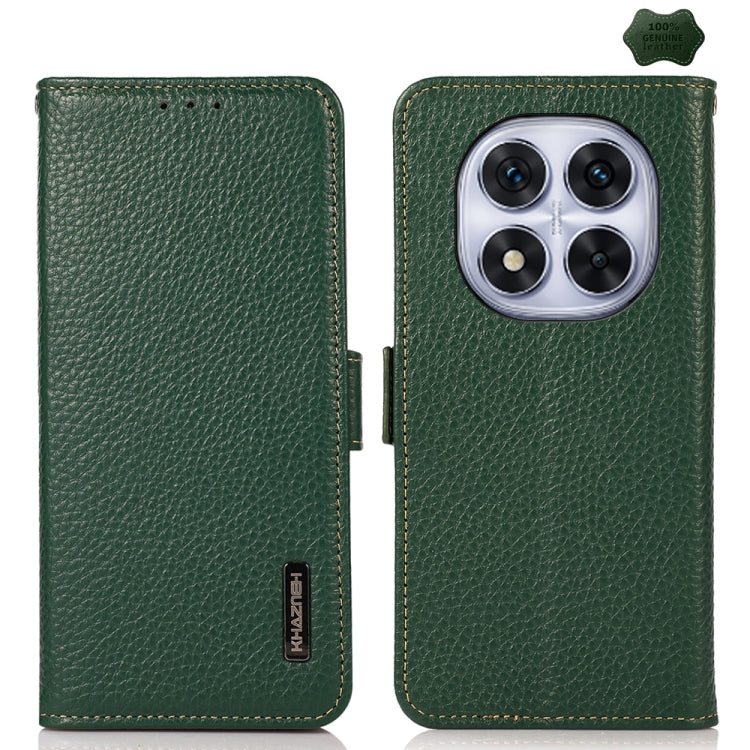 KHAZNEH Side-Magnetic Litchi Genuine Leather RFID Phone Case, For Redmi Note 17 4G Global 169.7mm, For Redmi Note 17 Pro+ 5G Global 163.4mm, For Redmi Note 17 Pro 5G Global 163.5mm, For Redmi K100 Pro Max/Poco F9 Ultra 5G                               ...