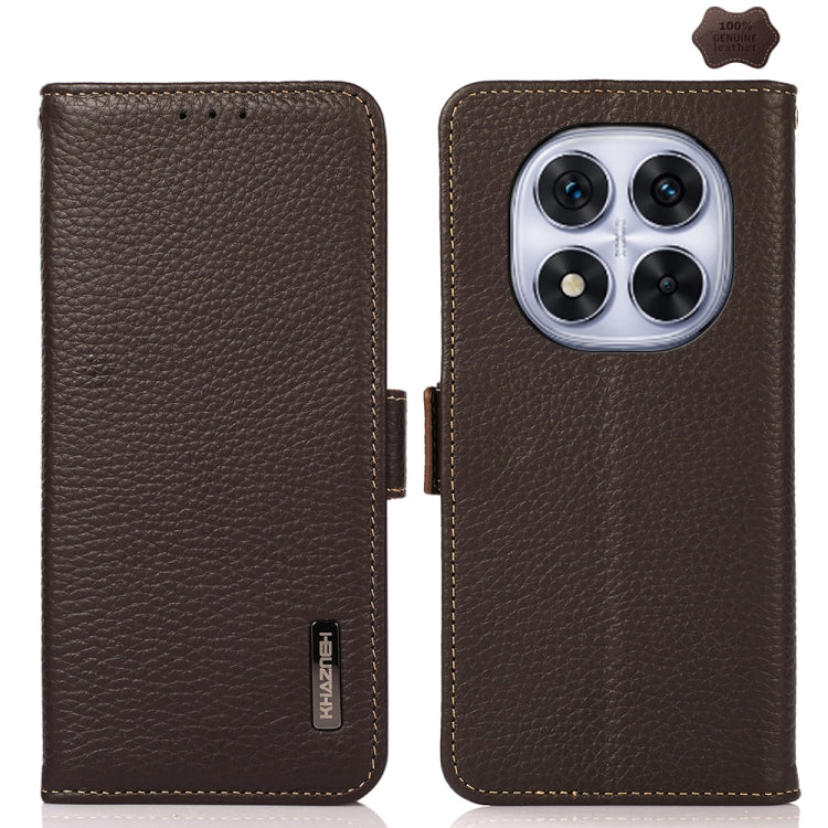 KHAZNEH Side-Magnetic Litchi Genuine Leather RFID Phone Case, For Redmi Note 17 4G Global 169.7mm, For Redmi Note 17 Pro+ 5G Global 163.4mm, For Redmi Note 17 Pro 5G Global 163.5mm, For Redmi K100 Pro Max/Poco F9 Ultra 5G                               ...