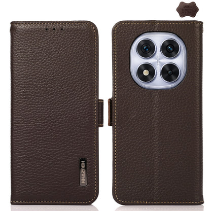 KHAZNEH Side-Magnetic Litchi Genuine Leather RFID Phone Case, For Redmi Note 17 4G Global 169.7mm, For Redmi Note 17 Pro+ 5G Global 163.4mm, For Redmi Note 17 Pro 5G Global 163.5mm, For Redmi K100 Pro Max/Poco F9 Ultra 5G                               ...