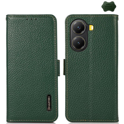 KHAZNEH Side-Magnetic Litchi Genuine Leather RFID Phone Case, For Redmi Note 17 4G Global 169.7mm, For Redmi Note 17 Pro+ 5G Global 163.4mm, For Redmi Note 17 Pro 5G Global 163.5mm, For Redmi K100 Pro Max/Poco F9 Ultra 5G                               ...