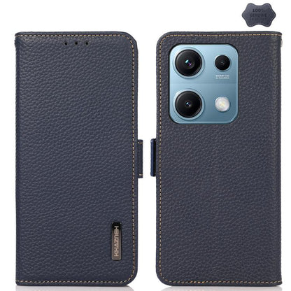 KHAZNEH Side-Magnetic Litchi Genuine Leather RFID Phone Case, For Redmi Note 17 4G Global 169.7mm, For Redmi Note 17 Pro+ 5G Global 163.4mm, For Redmi Note 17 Pro 5G Global 163.5mm, For Redmi K100 Pro Max/Poco F9 Ultra 5G                               ...