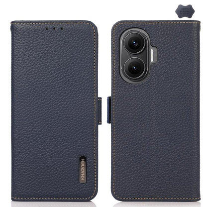 KHAZNEH Side-Magnetic Litchi Genuine Leather RFID Phone Case, For Redmi Note 17 4G Global 169.7mm, For Redmi Note 17 Pro+ 5G Global 163.4mm, For Redmi Note 17 Pro 5G Global 163.5mm, For Redmi K100 Pro Max/Poco F9 Ultra 5G                               ...