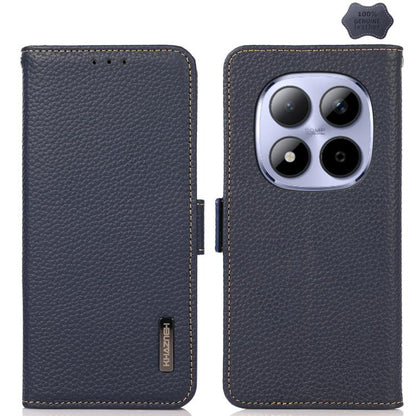 KHAZNEH Side-Magnetic Litchi Genuine Leather RFID Phone Case, For Redmi Note 17 4G Global 169.7mm, For Redmi Note 17 Pro+ 5G Global 163.4mm, For Redmi Note 17 Pro 5G Global 163.5mm, For Redmi K100 Pro Max/Poco F9 Ultra 5G                               ...