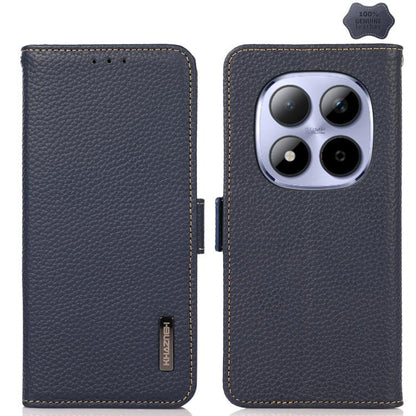 KHAZNEH Side-Magnetic Litchi Genuine Leather RFID Phone Case, For Redmi Note 17 4G Global 169.7mm, For Redmi Note 17 Pro+ 5G Global 163.4mm, For Redmi Note 17 Pro 5G Global 163.5mm, For Redmi K100 Pro Max/Poco F9 Ultra 5G                               ...