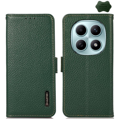 KHAZNEH Side-Magnetic Litchi Genuine Leather RFID Phone Case, For Redmi Note 17 4G Global 169.7mm, For Redmi Note 17 Pro+ 5G Global 163.4mm, For Redmi Note 17 Pro 5G Global 163.5mm, For Redmi K100 Pro Max/Poco F9 Ultra 5G                               ...