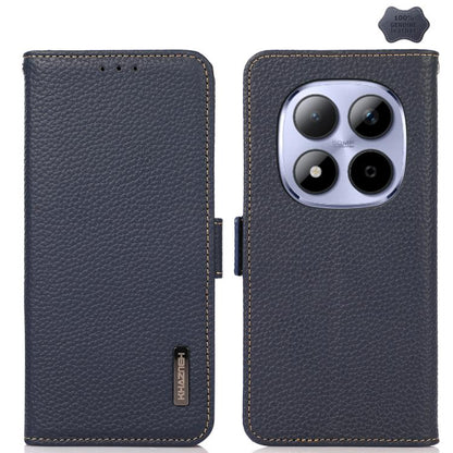 KHAZNEH Side-Magnetic Litchi Genuine Leather RFID Phone Case, For Redmi Note 17 4G Global 169.7mm, For Redmi Note 17 Pro+ 5G Global 163.4mm, For Redmi Note 17 Pro 5G Global 163.5mm, For Redmi K100 Pro Max/Poco F9 Ultra 5G                               ...