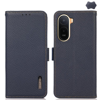 KHAZNEH Side-Magnetic Litchi Genuine Leather RFID Phone Case, For Redmi Note 17 4G Global 169.7mm, For Redmi Note 17 Pro+ 5G Global 163.4mm, For Redmi Note 17 Pro 5G Global 163.5mm, For Redmi K100 Pro Max/Poco F9 Ultra 5G                               ...