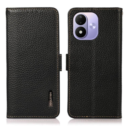KHAZNEH Side-Magnetic Litchi Genuine Leather RFID Phone Case, For Redmi Note 17 4G Global 169.7mm, For Redmi Note 17 Pro+ 5G Global 163.4mm, For Redmi Note 17 Pro 5G Global 163.5mm, For Redmi K100 Pro Max/Poco F9 Ultra 5G                               ...