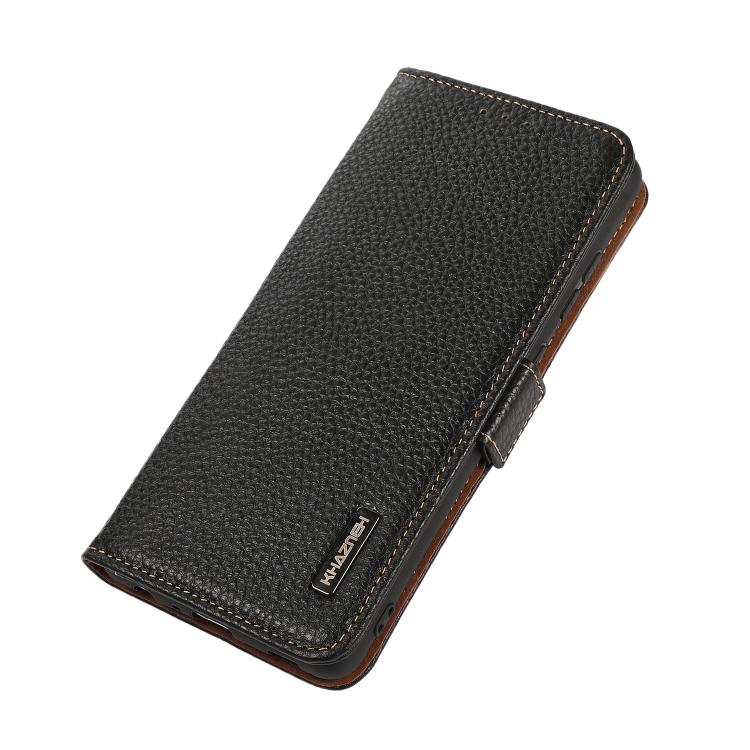 KHAZNEH Side-Magnetic Litchi Genuine Leather RFID Phone Case, For Redmi Note 17 4G Global 169.7mm, For Redmi Note 17 Pro+ 5G Global 163.4mm, For Redmi Note 17 Pro 5G Global 163.5mm, For Redmi K100 Pro Max/Poco F9 Ultra 5G                               ...