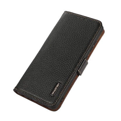 KHAZNEH Side-Magnetic Litchi Genuine Leather RFID Phone Case, For Redmi Note 17 4G Global 169.7mm, For Redmi Note 17 Pro+ 5G Global 163.4mm, For Redmi Note 17 Pro 5G Global 163.5mm, For Redmi K100 Pro Max/Poco F9 Ultra 5G                               ...