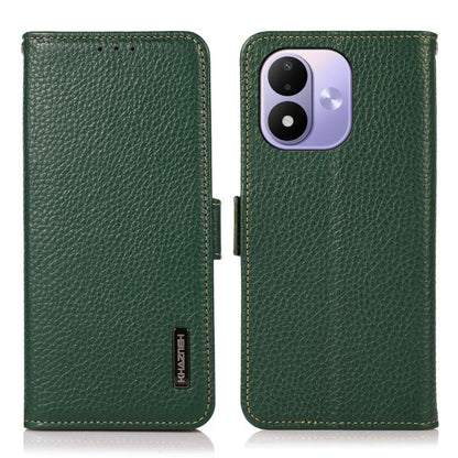 KHAZNEH Side-Magnetic Litchi Genuine Leather RFID Phone Case, For Redmi Note 17 4G Global 169.7mm, For Redmi Note 17 Pro+ 5G Global 163.4mm, For Redmi Note 17 Pro 5G Global 163.5mm, For Redmi K100 Pro Max/Poco F9 Ultra 5G                               ...