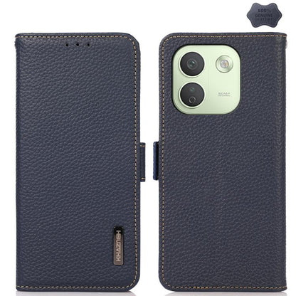 KHAZNEH Side-Magnetic Litchi Genuine Leather RFID Phone Case, For Redmi Note 17 4G Global 169.7mm, For Redmi Note 17 Pro+ 5G Global 163.4mm, For Redmi Note 17 Pro 5G Global 163.5mm, For Redmi K100 Pro Max/Poco F9 Ultra 5G                               ...