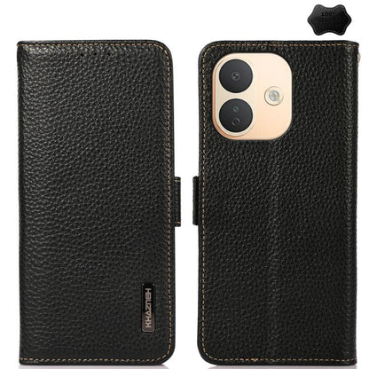 KHAZNEH Side-Magnetic Litchi Genuine Leather RFID Phone Case, For Redmi Note 17 4G Global 169.7mm, For Redmi Note 17 Pro+ 5G Global 163.4mm, For Redmi Note 17 Pro 5G Global 163.5mm, For Redmi K100 Pro Max/Poco F9 Ultra 5G                               ...