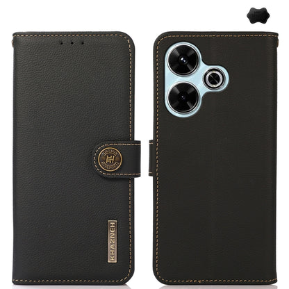 KHAZNEH Custer Texture RFID Genuine Leather Phone Case, For Redmi Note 17 4G Global 169.7mm, For Redmi Note 17 Pro+ 5G Global 163.4mm, For Redmi Note 17 Pro 5G Global 163.5mm, For Redmi K100 Pro Max/Poco F9 Ultra 5G, For Redmi K100 Pro 5G/Poco F9 Pro 5...