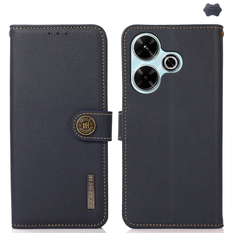 KHAZNEH Custer Texture RFID Genuine Leather Phone Case, For Redmi Note 17 4G Global 169.7mm, For Redmi Note 17 Pro+ 5G Global 163.4mm, For Redmi Note 17 Pro 5G Global 163.5mm, For Redmi K100 Pro Max/Poco F9 Ultra 5G, For Redmi K100 Pro 5G/Poco F9 Pro 5...