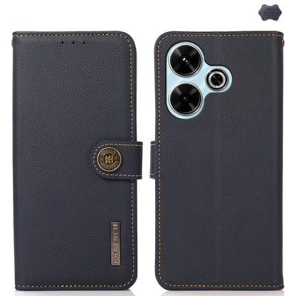 KHAZNEH Custer Texture RFID Genuine Leather Phone Case, For Redmi Note 17 4G Global 169.7mm, For Redmi Note 17 Pro+ 5G Global 163.4mm, For Redmi Note 17 Pro 5G Global 163.5mm, For Redmi K100 Pro Max/Poco F9 Ultra 5G, For Redmi K100 Pro 5G/Poco F9 Pro 5...