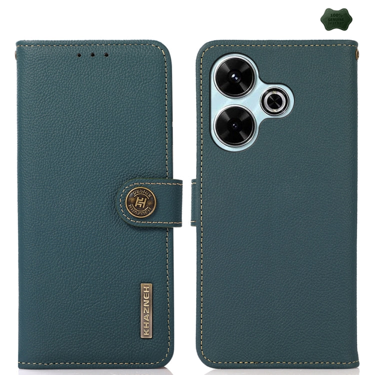 KHAZNEH Custer Texture RFID Genuine Leather Phone Case, For Redmi Note 17 4G Global 169.7mm, For Redmi Note 17 Pro+ 5G Global 163.4mm, For Redmi Note 17 Pro 5G Global 163.5mm, For Redmi K100 Pro Max/Poco F9 Ultra 5G, For Redmi K100 Pro 5G/Poco F9 Pro 5...