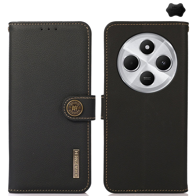 KHAZNEH Custer Texture RFID Genuine Leather Phone Case, For Redmi Note 17 4G Global 169.7mm, For Redmi Note 17 Pro+ 5G Global 163.4mm, For Redmi Note 17 Pro 5G Global 163.5mm, For Redmi K100 Pro Max/Poco F9 Ultra 5G, For Redmi K100 Pro 5G/Poco F9 Pro 5...