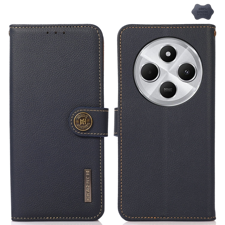 KHAZNEH Custer Texture RFID Genuine Leather Phone Case, For Redmi Note 17 4G Global 169.7mm, For Redmi Note 17 Pro+ 5G Global 163.4mm, For Redmi Note 17 Pro 5G Global 163.5mm, For Redmi K100 Pro Max/Poco F9 Ultra 5G, For Redmi K100 Pro 5G/Poco F9 Pro 5...