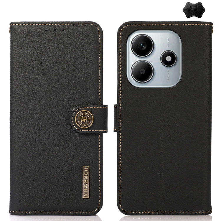 KHAZNEH Custer Texture RFID Genuine Leather Phone Case, For Redmi Note 17 4G Global 169.7mm, For Redmi Note 17 Pro+ 5G Global 163.4mm, For Redmi Note 17 Pro 5G Global 163.5mm, For Redmi K100 Pro Max/Poco F9 Ultra 5G, For Redmi K100 Pro 5G/Poco F9 Pro 5...