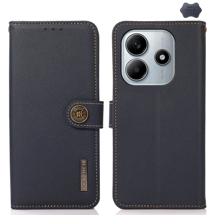 KHAZNEH Custer Texture RFID Genuine Leather Phone Case, For Redmi Note 17 4G Global 169.7mm, For Redmi Note 17 Pro+ 5G Global 163.4mm, For Redmi Note 17 Pro 5G Global 163.5mm, For Redmi K100 Pro Max/Poco F9 Ultra 5G, For Redmi K100 Pro 5G/Poco F9 Pro 5...