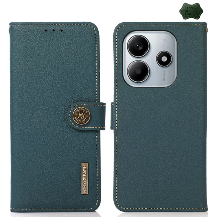 KHAZNEH Custer Texture RFID Genuine Leather Phone Case, For Redmi Note 17 4G Global 169.7mm, For Redmi Note 17 Pro+ 5G Global 163.4mm, For Redmi Note 17 Pro 5G Global 163.5mm, For Redmi K100 Pro Max/Poco F9 Ultra 5G, For Redmi K100 Pro 5G/Poco F9 Pro 5...