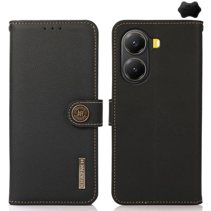 KHAZNEH Custer Texture RFID Genuine Leather Phone Case, For Redmi Note 17 4G Global 169.7mm, For Redmi Note 17 Pro+ 5G Global 163.4mm, For Redmi Note 17 Pro 5G Global 163.5mm, For Redmi K100 Pro Max/Poco F9 Ultra 5G, For Redmi K100 Pro 5G/Poco F9 Pro 5...