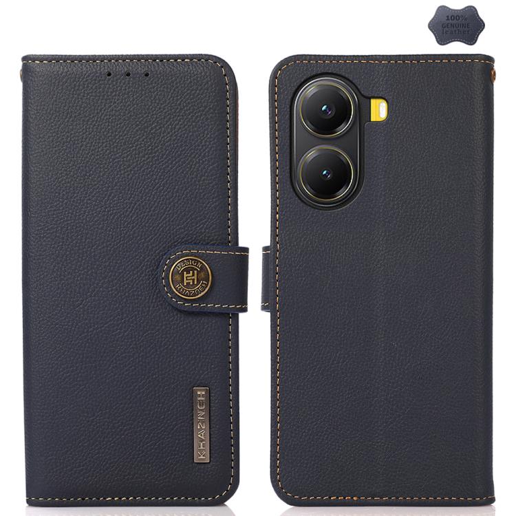 KHAZNEH Custer Texture RFID Genuine Leather Phone Case, For Redmi Note 17 4G Global 169.7mm, For Redmi Note 17 Pro+ 5G Global 163.4mm, For Redmi Note 17 Pro 5G Global 163.5mm, For Redmi K100 Pro Max/Poco F9 Ultra 5G, For Redmi K100 Pro 5G/Poco F9 Pro 5...