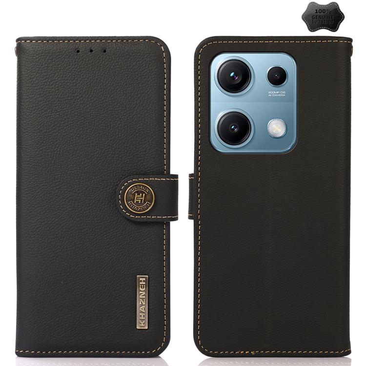 KHAZNEH Custer Texture RFID Genuine Leather Phone Case, For Redmi Note 17 4G Global 169.7mm, For Redmi Note 17 Pro+ 5G Global 163.4mm, For Redmi Note 17 Pro 5G Global 163.5mm, For Redmi K100 Pro Max/Poco F9 Ultra 5G, For Redmi K100 Pro 5G/Poco F9 Pro 5...