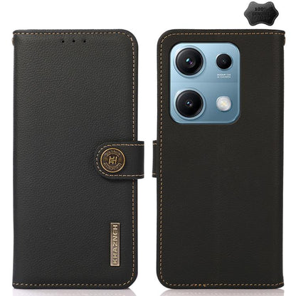 KHAZNEH Custer Texture RFID Genuine Leather Phone Case, For Redmi Note 17 4G Global 169.7mm, For Redmi Note 17 Pro+ 5G Global 163.4mm, For Redmi Note 17 Pro 5G Global 163.5mm, For Redmi K100 Pro Max/Poco F9 Ultra 5G, For Redmi K100 Pro 5G/Poco F9 Pro 5...