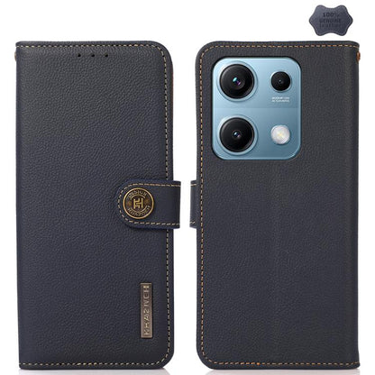 KHAZNEH Custer Texture RFID Genuine Leather Phone Case, For Redmi Note 17 4G Global 169.7mm, For Redmi Note 17 Pro+ 5G Global 163.4mm, For Redmi Note 17 Pro 5G Global 163.5mm, For Redmi K100 Pro Max/Poco F9 Ultra 5G, For Redmi K100 Pro 5G/Poco F9 Pro 5...