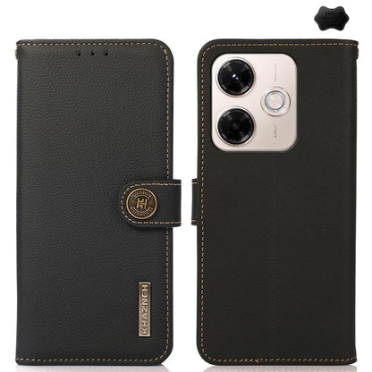 KHAZNEH Custer Texture RFID Genuine Leather Phone Case, For Redmi Note 17 4G Global 169.7mm, For Redmi Note 17 Pro+ 5G Global 163.4mm, For Redmi Note 17 Pro 5G Global 163.5mm, For Redmi K100 Pro Max/Poco F9 Ultra 5G, For Redmi K100 Pro 5G/Poco F9 Pro 5...