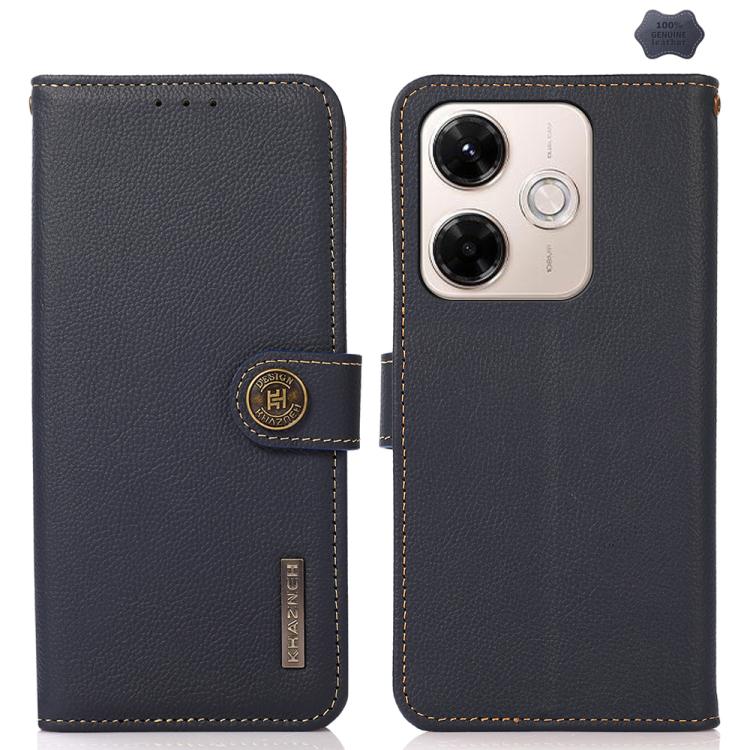 KHAZNEH Custer Texture RFID Genuine Leather Phone Case, For Redmi Note 17 4G Global 169.7mm, For Redmi Note 17 Pro+ 5G Global 163.4mm, For Redmi Note 17 Pro 5G Global 163.5mm, For Redmi K100 Pro Max/Poco F9 Ultra 5G, For Redmi K100 Pro 5G/Poco F9 Pro 5...