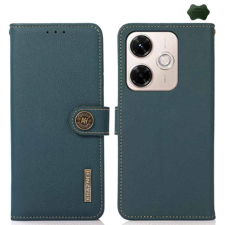 KHAZNEH Custer Texture RFID Genuine Leather Phone Case, For Redmi Note 17 4G Global 169.7mm, For Redmi Note 17 Pro+ 5G Global 163.4mm, For Redmi Note 17 Pro 5G Global 163.5mm, For Redmi K100 Pro Max/Poco F9 Ultra 5G, For Redmi K100 Pro 5G/Poco F9 Pro 5...