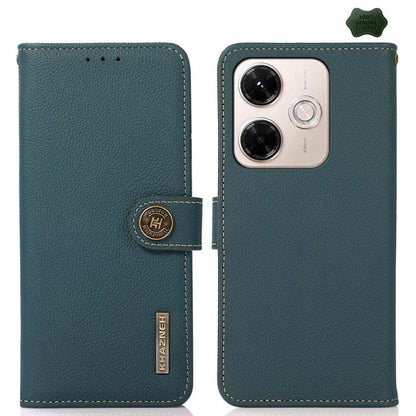 KHAZNEH Custer Texture RFID Genuine Leather Phone Case, For Redmi Note 17 4G Global 169.7mm, For Redmi Note 17 Pro+ 5G Global 163.4mm, For Redmi Note 17 Pro 5G Global 163.5mm, For Redmi K100 Pro Max/Poco F9 Ultra 5G, For Redmi K100 Pro 5G/Poco F9 Pro 5...