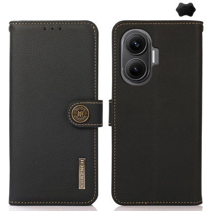 KHAZNEH Custer Texture RFID Genuine Leather Phone Case, For Redmi Note 17 4G Global 169.7mm, For Redmi Note 17 Pro+ 5G Global 163.4mm, For Redmi Note 17 Pro 5G Global 163.5mm, For Redmi K100 Pro Max/Poco F9 Ultra 5G, For Redmi K100 Pro 5G/Poco F9 Pro 5...