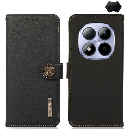 KHAZNEH Custer Texture RFID Genuine Leather Phone Case, For Redmi Note 17 4G Global 169.7mm, For Redmi Note 17 Pro+ 5G Global 163.4mm, For Redmi Note 17 Pro 5G Global 163.5mm, For Redmi K100 Pro Max/Poco F9 Ultra 5G, For Redmi K100 Pro 5G/Poco F9 Pro 5...