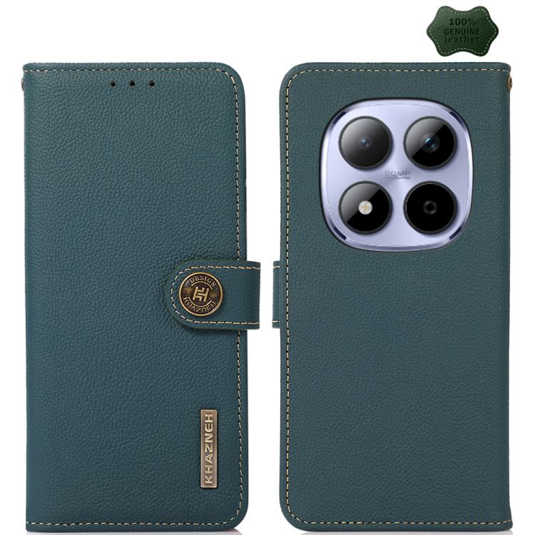 KHAZNEH Custer Texture RFID Genuine Leather Phone Case, For Redmi Note 17 4G Global 169.7mm, For Redmi Note 17 Pro+ 5G Global 163.4mm, For Redmi Note 17 Pro 5G Global 163.5mm, For Redmi K100 Pro Max/Poco F9 Ultra 5G, For Redmi K100 Pro 5G/Poco F9 Pro 5...